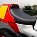 2024 Yamaha XSR900 GP close up shot of rear seat cowling and set in retro colour scheme